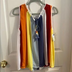 Gauze striped sleeveless summer shirt